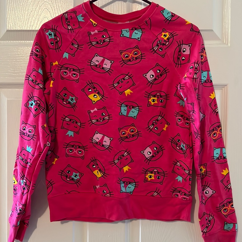 Kitty cat girls sweater cats with glasses XL multi color rainbow